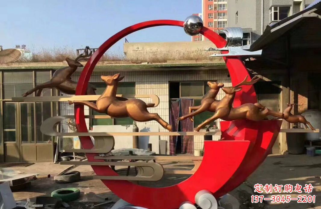 宁波高端不锈钢梅花鹿雕塑