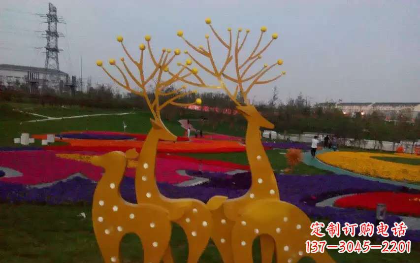 宁波不锈钢美陈动物鹿雕塑