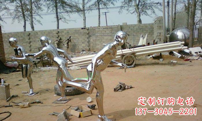 宁波精致美丽的不锈钢跑步女孩雕塑
