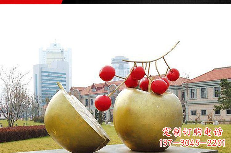 宁波公园不锈钢苹果樱桃雕塑