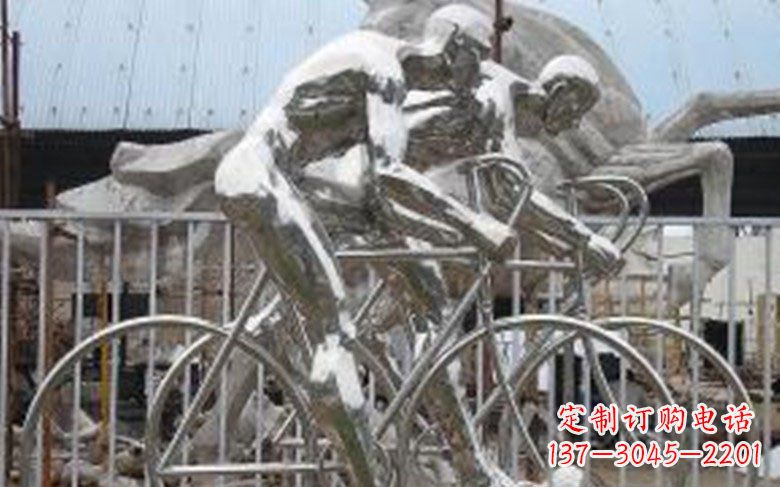 宁波铸造不锈钢骑自行车景观雕塑