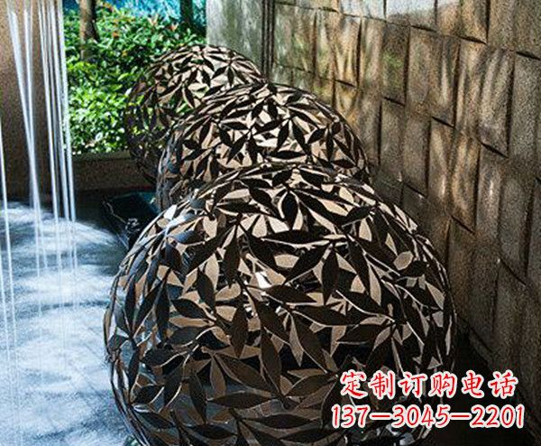 宁波不锈钢树叶镂空球景观雕塑