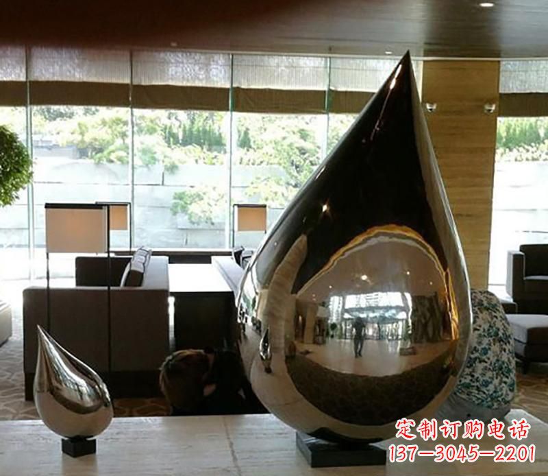 宁波公园不锈钢水滴球景观雕塑