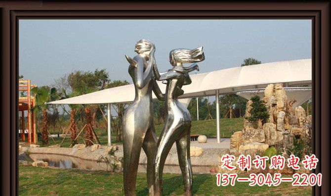 宁波一对动感传情的不锈钢跳舞情侣雕塑