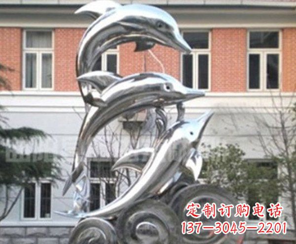 宁波跳跃海豚海浪不锈钢雕塑