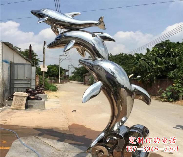 宁波冲浪海豚不锈钢雕塑