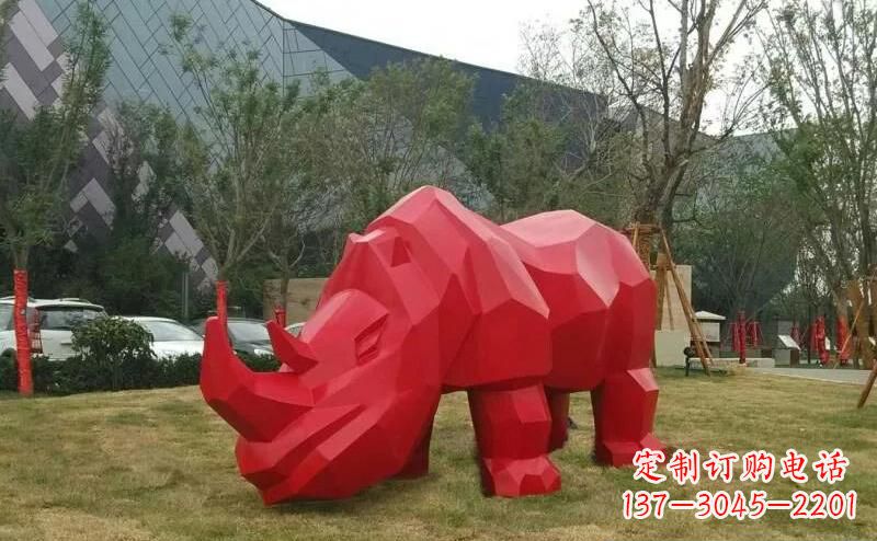 宁波公园不锈钢犀牛雕塑