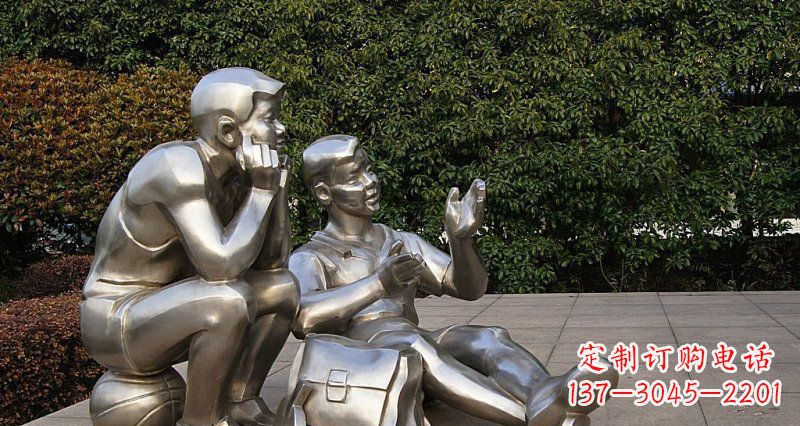 宁波一起勇敢长大——不锈钢学生雕塑