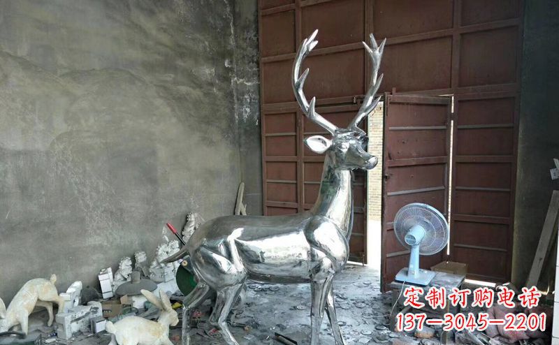 宁波艺术精美的不锈钢鹿装置雕塑