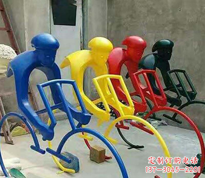 宁波不锈钢自行车运动人物景观雕塑