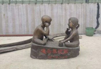 宁波精美儿童下棋铜雕