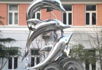 宁波跳跃海豚海浪不锈钢雕塑