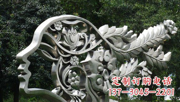 宁波高雅美貌不锈钢美女头象雕塑