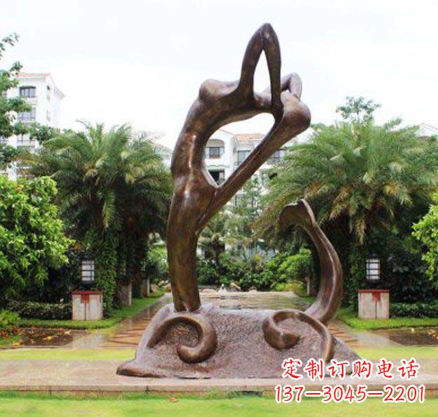 宁波公园抽象美人鱼景观铜雕