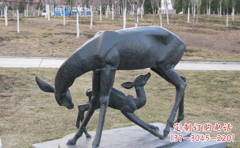 宁波母子鹿铜雕艺术塑像
