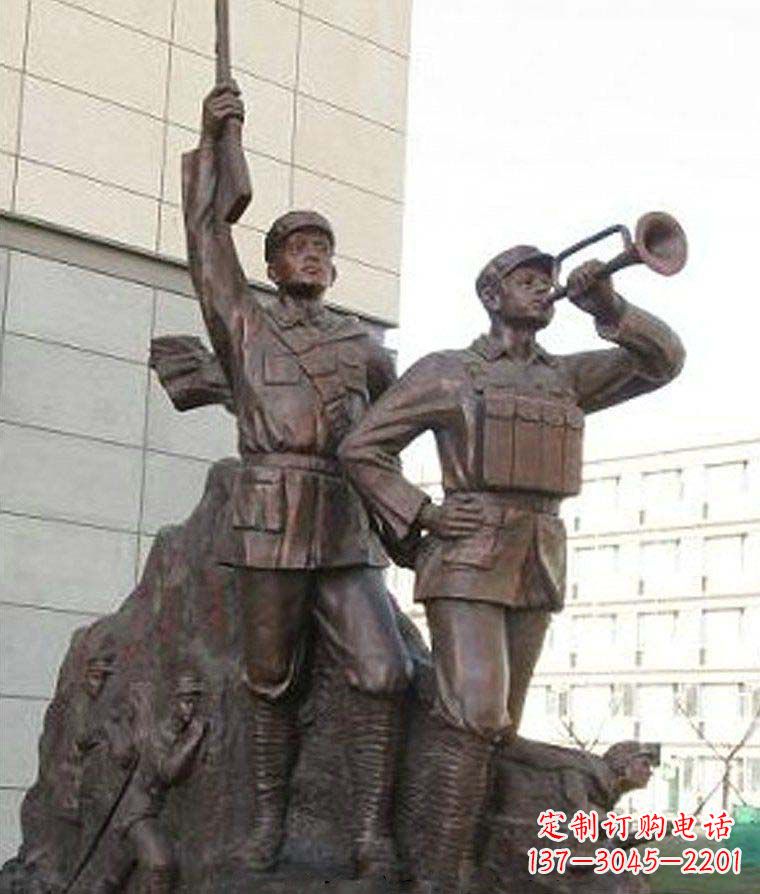 宁波革命精神熠熠冲锋号铜雕