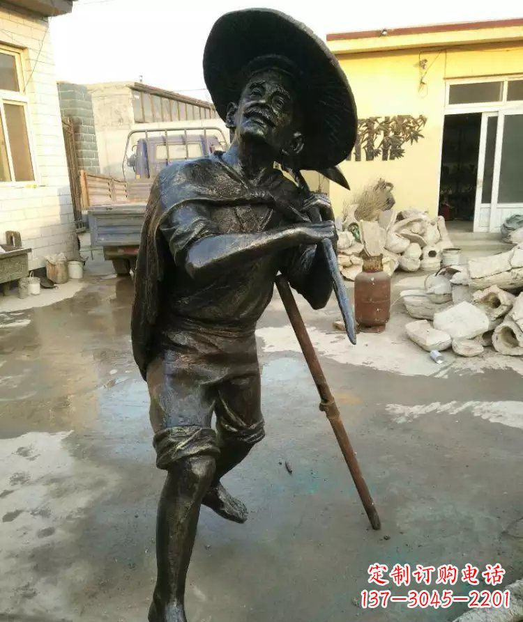 宁波公园渔夫铜雕