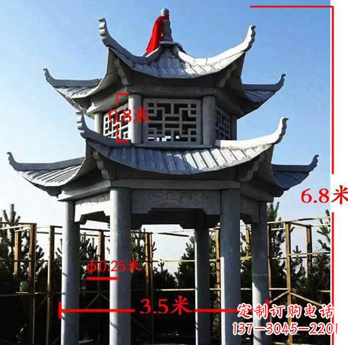宁波杰出的大理石六角石双层凉亭雕塑