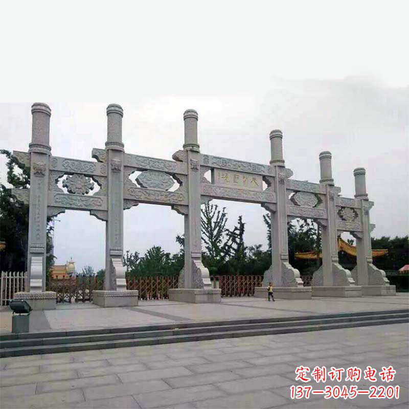 宁波精美牌坊雕塑,让公园大门更加精致