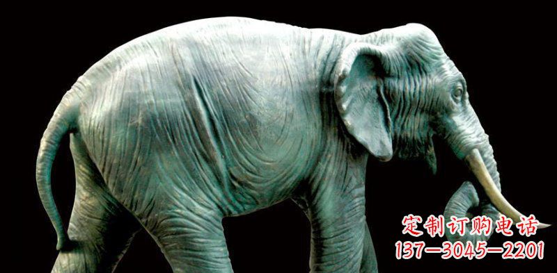 宁波公园大象动物铜雕 (3)