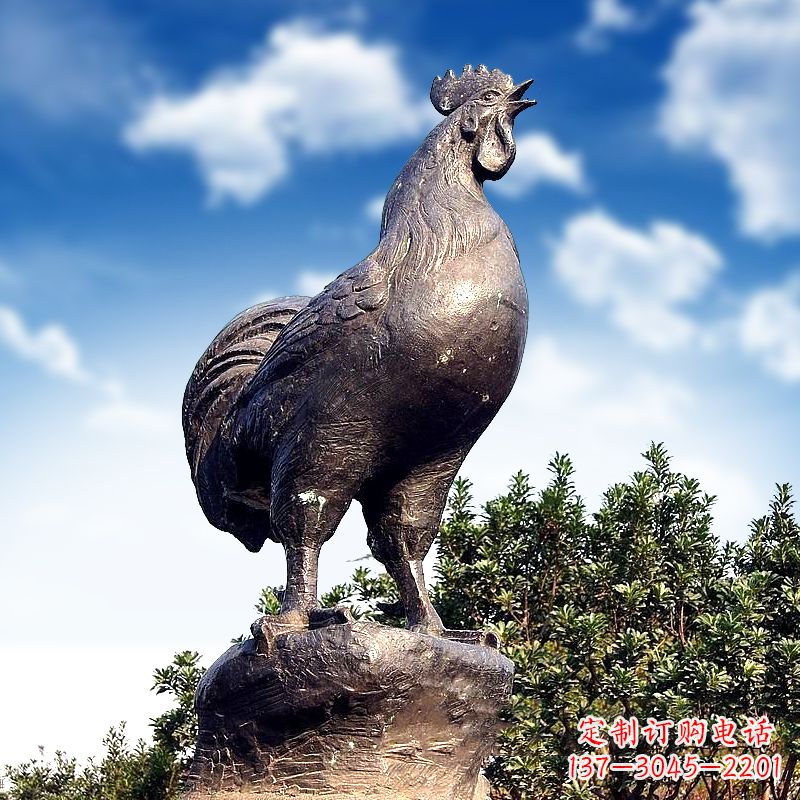 宁波威风凛凛的大型铸铜酉鸡雕塑