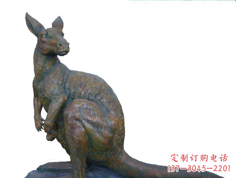 宁波公园袋鼠动物铜雕 (4)