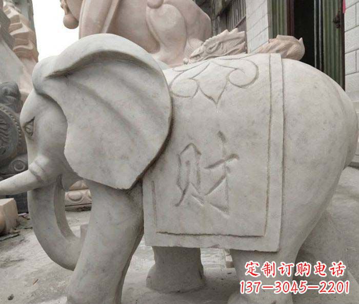 宁波公园动物大理石大象石雕 (2)