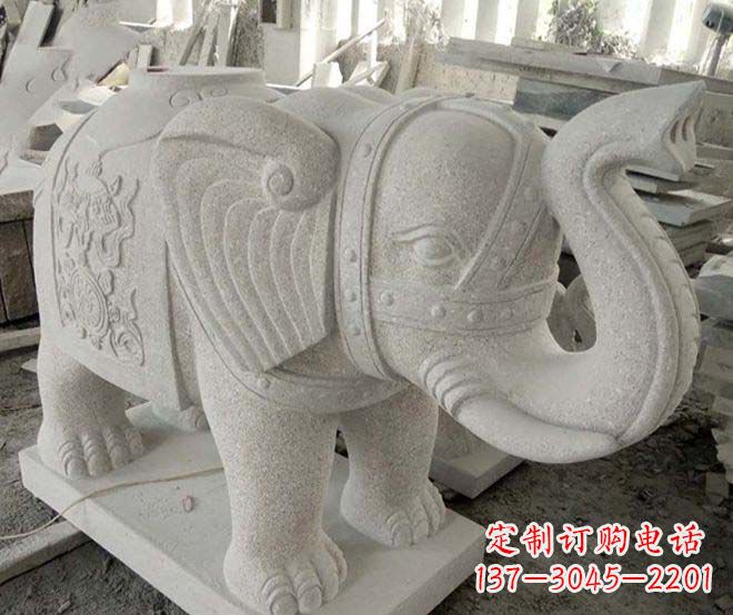 宁波公园动物大理石大象石雕 (3)