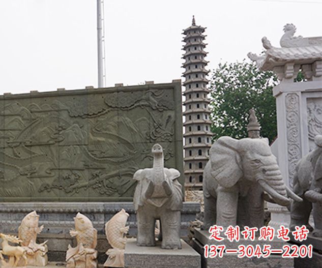 宁波公园动物大象石雕 (2)