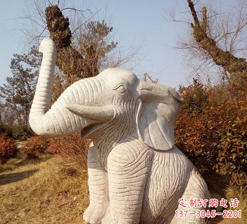 宁波公园动物大象石雕