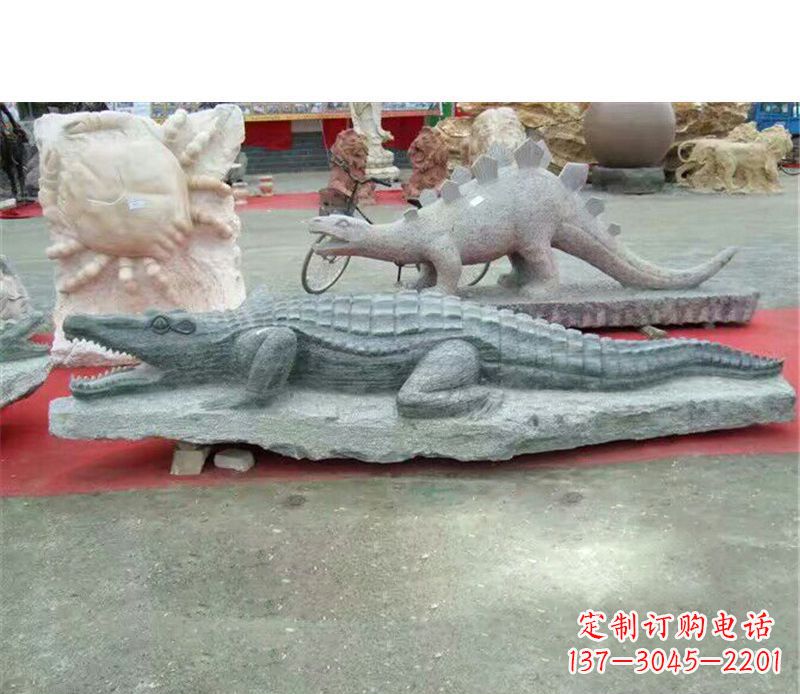 宁波公园动物鳄鱼石雕