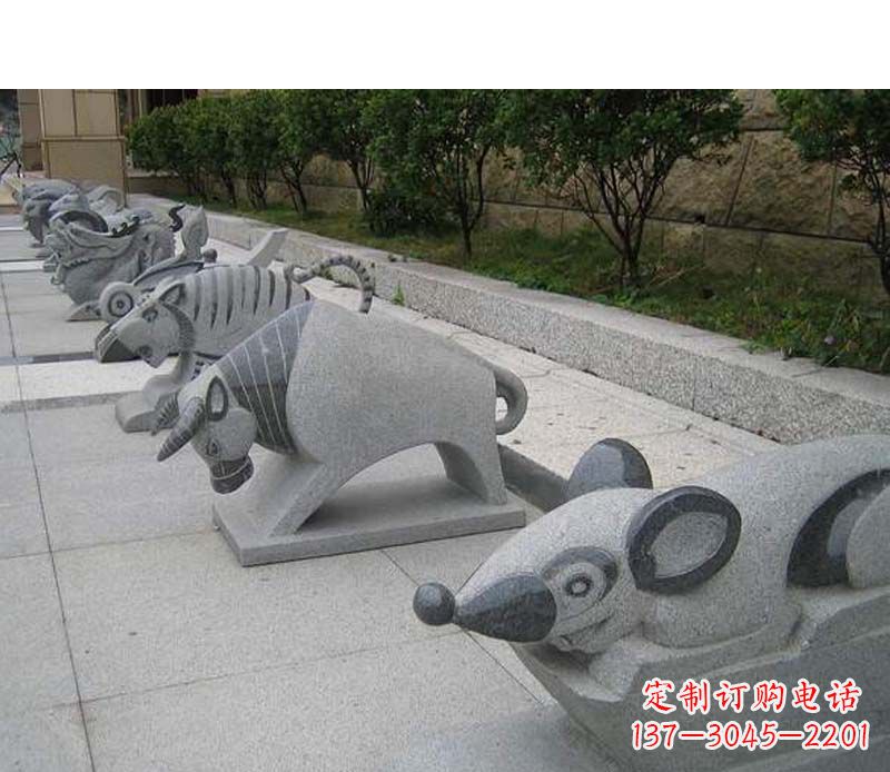 宁波公园动物雕塑十二生肖石雕