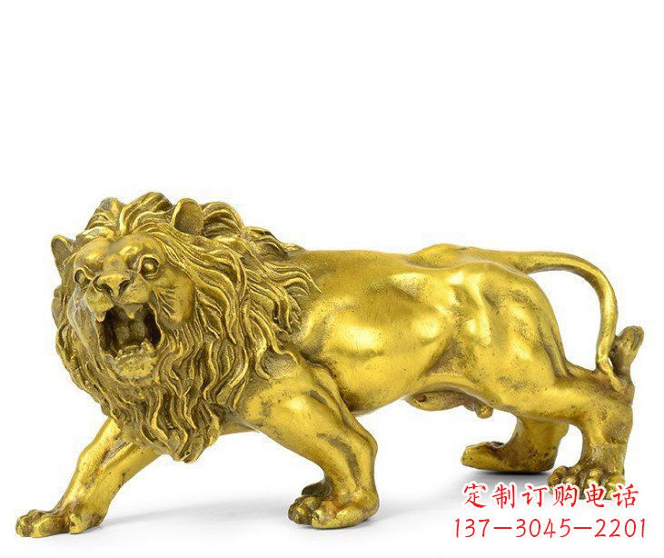 宁波公园动物黄铜鎏金狮子铜雕塑