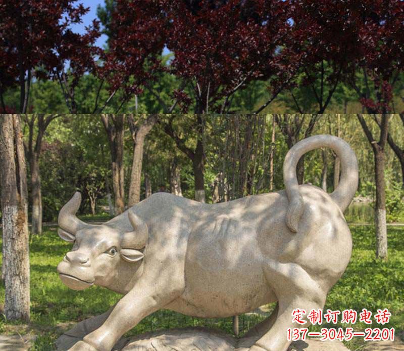 宁波公园动物牛石雕