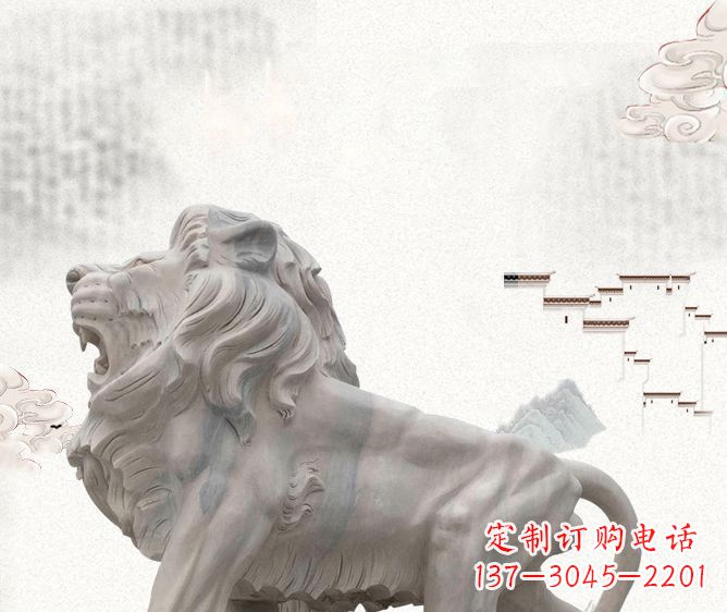 宁波公园动物欧式石狮子雕塑