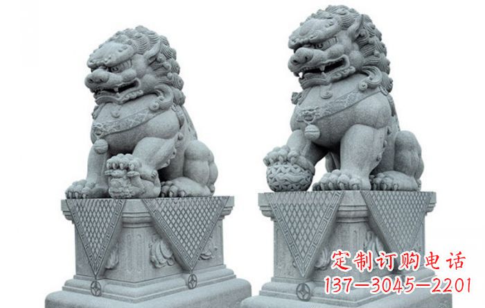 宁波公园动物青石狮子石雕