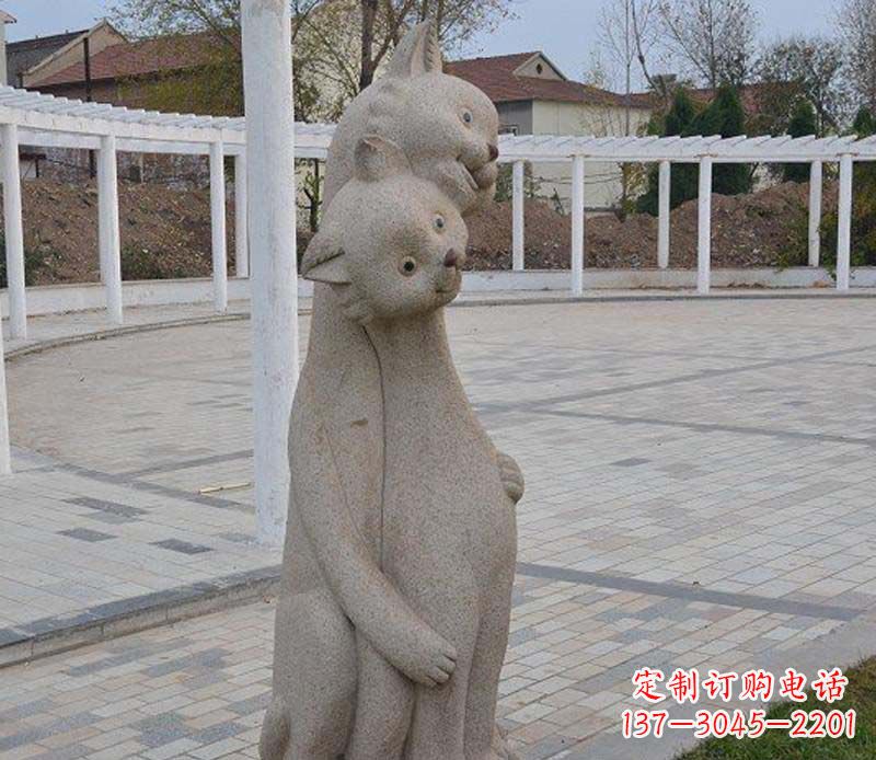 宁波公园动物小猫石雕