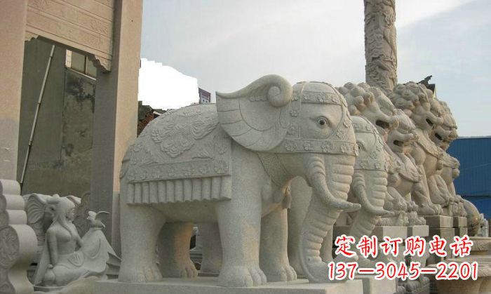 宁波公园动物招财大象石雕 (2)