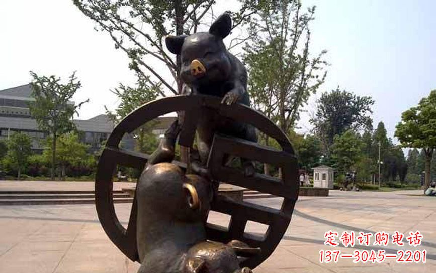 宁波中领雕塑——动物猪铜雕