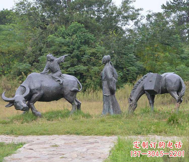 宁波公园杜牧人物小品铜雕