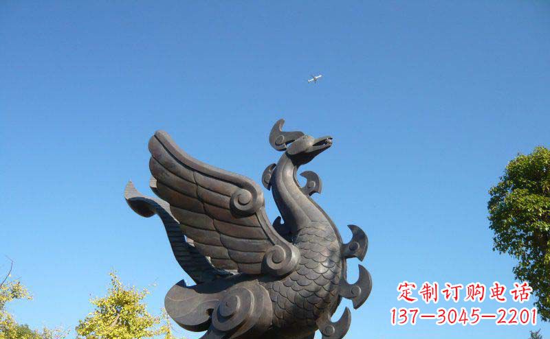 宁波公园凤凰景观铜雕