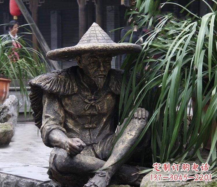 宁波中领雕塑定制——古典经典“渔翁”铜雕