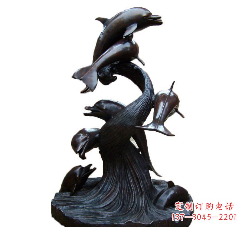 宁波公园海豚喷泉铜雕