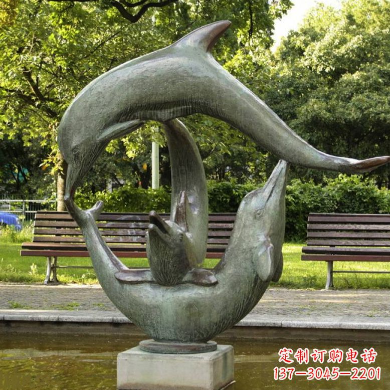 宁波公园海豚水景景观铜雕喷泉