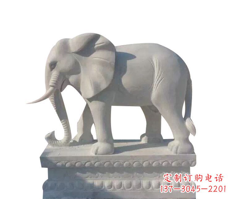 宁波公园汉白玉大象动物石雕
