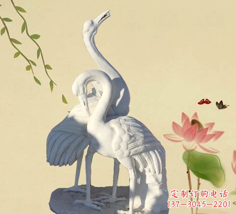 宁波公园汉白玉仙鹤石雕