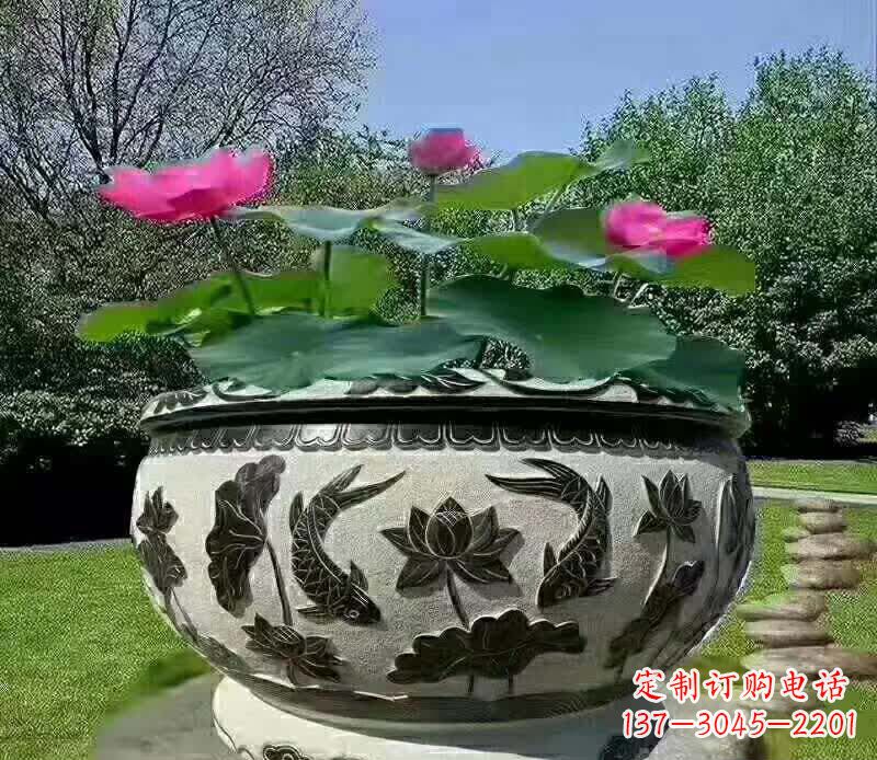 宁波唯美鲤鱼水缸雕塑