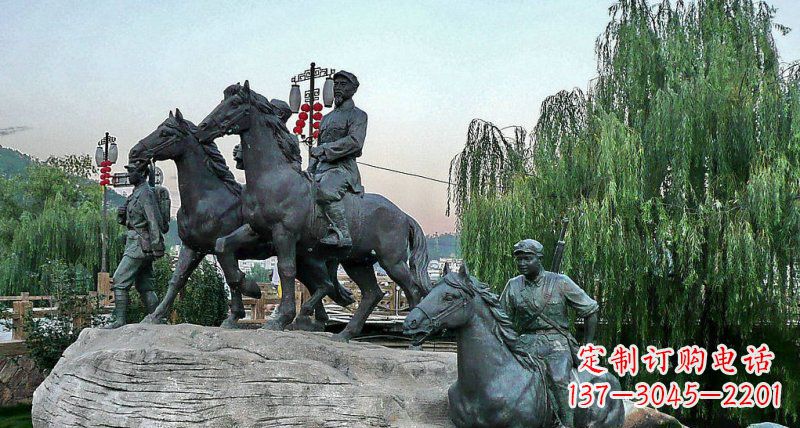 宁波公园红军骑马景观铜雕