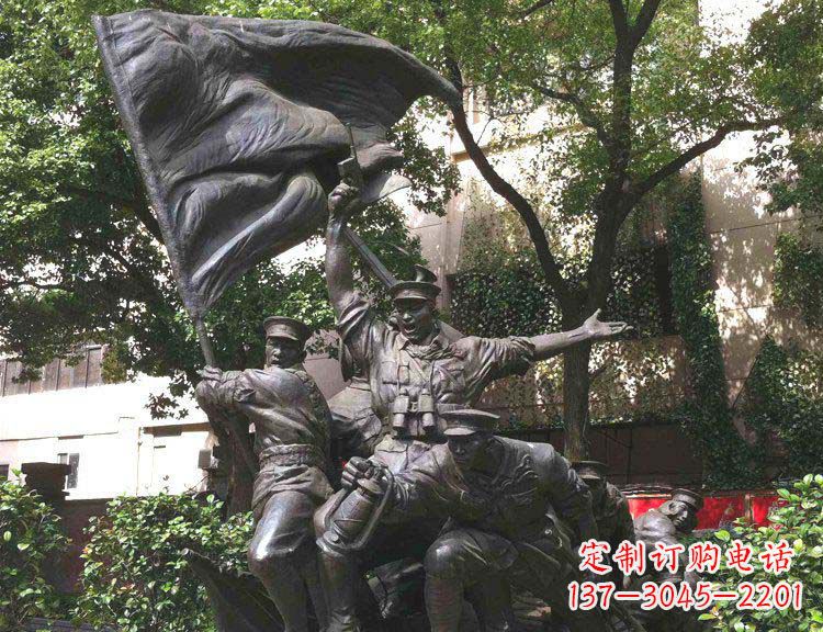 宁波公园红军打仗纪念铜雕