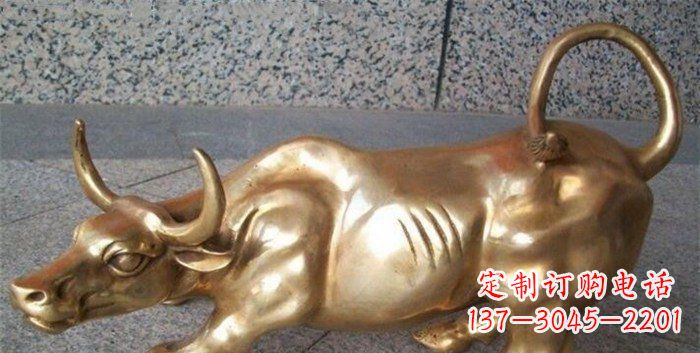宁波公园华尔街牛动物铜雕